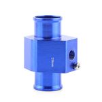 Car Water Temperature Sensor Joint, Universal Aluminum Car Temperature Gauge Sensor Adapter Pipe Hose Sensor Gauge Adapter Blue(28mm)