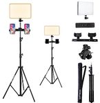 GiftMax® LED Camera Light for Videoshooting, Photography, Video Recording, Conference, YouTube 2700K-5700K CRI95+ (Camera Light + Dual Holder + 7ft Stand)