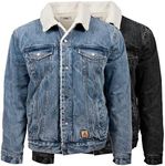 BAD WORKWEAR Men's Denim Sherpa Jacket - Classic 60’s Design with Modern Twist | Durable Fabric | Chest and Hand Pockets | Ideal for Cold Weather, Outdoor Work, or Casual Wear | Large | Blue