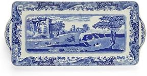 Spode Blue Italian Sandwich Tray | Serving Platter for Tea Sandwiches, Desserts, and Appetizers | Porcelain | Measures 13-Inches | Dishwasher Safe (Blue/White)