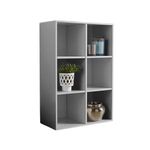 Home Source Storage Cube 6 Shelf Bookcase Wooden Display Unit, Grey, 90cm