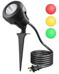 DEWENWILS 120V LED Halloween Outdoor Spotlight, 3 Extra Lenses (Red Green Yellow), 4.8W 5000K Plug in Spotlight Outdoor, Waterproof Landscape Light for Yard, Tree Flag, 5FT Extension Cord, UL Listed