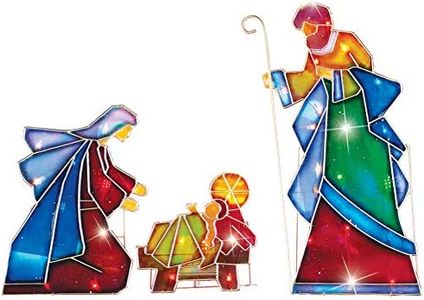 Collections Etc Lighted Outdoor Mosaic Nativity Christmas Scene - 3pc