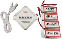 Fytoo Accessories 4PCS 3.7V 800mah Jst Connector Lithium Battery with 4-in-1 Charger for MJX X400 X400W X800 X300C Sky Viper S670 V950HD V950str HS200W Quadcopter Spare Parts Drone Battery