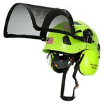 Aolamegs Safe Chainsaw Helmet with Face Shield and Ear Muffs Visor Kit - OSHA Approved Forestry Helmet with Metal Mesh Full Face Shields HD Clear Eye Protection Hearing Protection Chainsaw Accessories