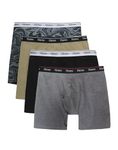 Hanes Originals Men's Boxer Briefs, Stretch Cotton Moisture-Wicking Underwear, Modern Fit Low Rise, Pack of 4, Grey/Black assortement, Size Medium