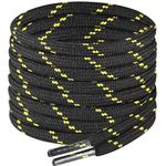 7STROBBS 2 PAIRS Strong Work Boot Laces, Heavy Duty Round Shoelaces for Walking Boots, Trainers Shoes, Hiking Boots, Safety Boots, Thick Shoe Lace Black Yellow 140CM