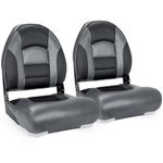 NORTHCAPTAIN Deluxe A Pair of High Back Folding Fishing Boat Seat,Stainless Steel Screws Included,Charcoal/Black(2 Seats)