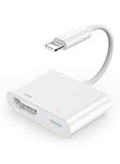 Lightning to HDMI Adapters with Lightning Digital AV Adapter 1080P Video & Audio Sync Screen Converter, Lightning Charging Port White for Select iPhone iPad and iPod Models and HDTV Monitor Projector