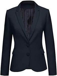 LookbookStore Casual Navy Blue Two Buttons Work Blazers for Women Office Jacket Suit Women's Trendy Blazers Suit Jackets 2024 Business Casual Outfits for Women Size Large Women Blazer Size 12 Size 14