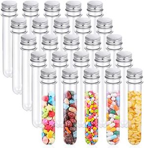 25PCS Test Tubes,40ml Clear Plastic Test Tubes with Screw Caps,25x140mm Tube for Sample,Science Party,Gumball,Candy,Bath Salts