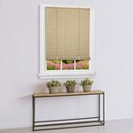 Cordless Veranda Vinyl Roll-Up Blind - 72 Inch Length, 30 Inch Width, Quarter Inch Vinyl Slats - Desert/Almond - Soft Light Filtering Horizontal Windows Blinds for Indoors by Achim Home Decor