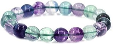 JMRM Multi Fluorite 8mm Bead Round Bracelet for Unisex For Unisex Adult