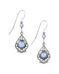 Silver-tone Blue Filigree Lace Agate Drop Earrings & Bead on Surgical Steel Ear Wires Silver Forest