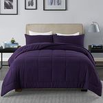 DOWNCOOL Queen Comforter Set -All Season Bedding Comforters Sets with 2 Pillow Cases-3 Pieces Bedding Sets Queen -Down Alternative Purple Queen Size Comforter Sets(88"x90")