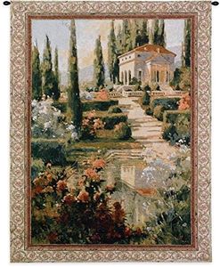 Tuscany Estate | Woven Tapestry Wall Art Hanging | Italian Villa Country Garden | 100% Cotton USA Size 53x42