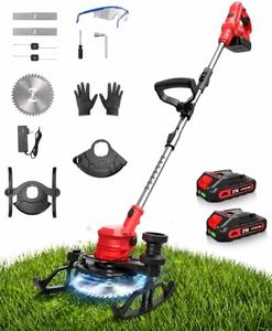 Electric Weed Wacker, Cordless Weed Eater Battery Powered,Light Weight Grass Trimmer with 3 Types Blades & 2 Batterys,Cordless String Trimmer