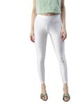 Shimmer Slim Fit Stretchable Premium Comfortable Nylon Solid Regular Leggings for Womens and Girls (in, Alpha, M, Regular, White)