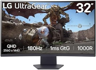 LG 32GS60QC-B Ultragear 32-inch Curved Gaming Monitor QHD (2560x1440) 180Hz 1ms 1000R AMD FreeSync HDR10 HDMIx2 DisplayPort Borderless Design Black Stabilizer DAS Crosshair FPS Counter - Black