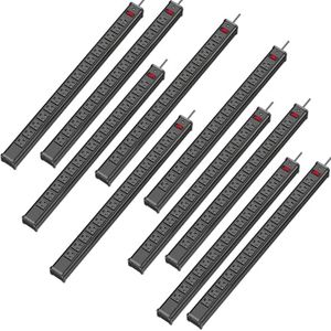 10-Pack Long Surge Protector Power Strip,16 Outlet Heavy Duty Power Strip Metal Power Bar,10 FT Long Extension Cord with Circuit Breaker for Garage,Workshop, 125V/1875W, ETL Listed, Black