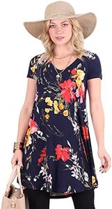 Popana Womens Short Sleeve Summer Tunic Tops to Wear with Leggings Loose Fit Plus Size Made in USA Medium ST96 Floral