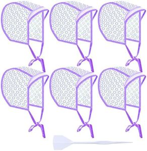 BLMHTWO Pack of 6 Highlighting Caps, Silicone Highlight Cap Set, Adjustable Highlight Hair Cap with Silicone Crochet Needle for Home Salon Hair Colour (Purple)