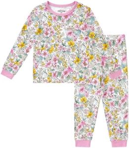 pureborn Baby Viscose from Bamboo Pajamas Set Pink Yellow Floral 12-18M