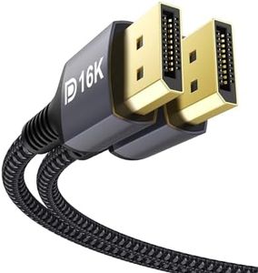 Stouchi DisplayPort Cable 2.1, 16K 8.2FT/2.5M DisplayPort Cable 80Gbps 16K@60Hz, 10K@60Hz, 8K@60Hz HBR3 4K@60Hz/144Hz 5K@60Hz 1080P@240Hz Support FreeSync G-Sync HDR10 for Gaming Monitor Graphics Card