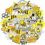 Bee Stickers for Water Bottles Honey Bee Decal Vinyl Sticker for Laptop Honey Stickers for Kids Teens Waterproof 50Pcs