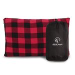 REDCAMP Small Camping Pillow Lightweight and Compressible, 1PC Flannel Travel Pillow with Removable Pillow Cover (Red and Black)