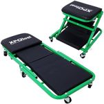 Foldable Creeper, 2-in-1 Rolling Z Car Creeper Seat, 36" Low Profile Mechanics Under Car Chair, 300 LBS Capacity Heavy Duty Garage Chair with 6pcs Wheels, Lay Down or Sit for Garage, Shop, Auto Repair