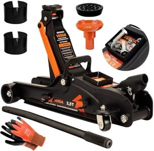 Verda Hydraulischer Wagenheber 2,5T, 85-365 mm + 3X Gummi + Inklusive Arbeitshandschuhe, Autoheber hydraulischer Rangierwagenheber Heber PKW, Profi, Ständer, Flache, Wohnmobil, Geländewagen