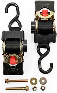 Camco 50030 Retractable Transom Tie Down Strap (2” Width, 5.5’, Bolt-On) , Black