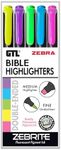 G.T. Luscombe Zebrite Highlighters Set of 5, Chisel Tip, Highlighter Set