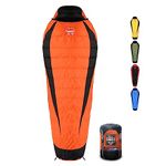 RhinoKraft -10 Degree Mummy Down Sleeping Bag for Adults | Lightweight with Compression Sack | 4 Season | Trekking, Camping, Mountaineering and Other Outdoor Activities | Alpy115
