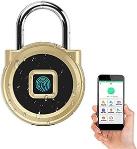 eLinkSmart Gym Locker Padlock, Fingerprint or Remote Authorized Unlock, Unlock Record, Schedule, IP65 Waterproof, Security Keyless Smart Lock for School/Gym Locker, Backpack, Garden Cupboard, Gold