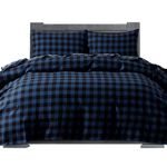 Elegant Comfort Soft 4-Piece 100% Turkish Cotton Flannel Sheet Set - Premium Quality, Deep Pocket Fitted Sheet, Ultra Soft, Cozy Warm and Anti-Pill Flannel Sheets - Full, Buffalo Check Blue