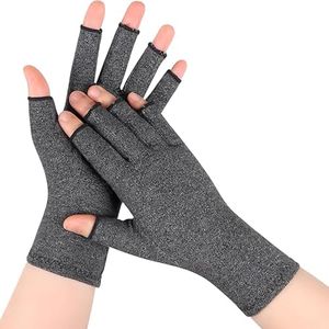 TecoKart® Compression Gloves for Arthritis – Bamboo Arthritis Gloves for Pain Relief, Rheumatoid and Osteoarthritis Support, Open Finger Design for Flexibility, Ideal for Men & Women(M)