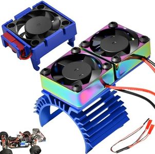 Dual Fan Heat Sink 28000PRM 36mm Replacement for #3340 Fits RC VXL-3s ESC 36mm Motor Cooling Fan Heat Sink Compatible with 1/8 1/10 Traxxas HPI Wltoy Tamiya Redcat Pro-Line 540 550 Motors（Blue,Blue）