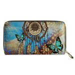 Biyejit Dream Catcher Butterfly Women Wallet Cute Sloth Flower Tree Coin Purse Clutch Cell Phone Case Gift for Girls