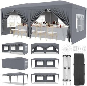 GarveeLife 10x20 Pop Up Canopy with 6 Sidewalls, Waterproof Canopy Outdoor Event Shelter UPF 50+ Gazebo Portable Tents for Parties Beach Camping Wedding Commercial