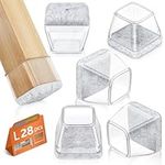 28Pcs Square Chair Leg Protectors, BAIPOK Silicon Chair Leg Covers Caps for Hardwood Floors, Furniture Feet Protectors Pads Chairs Leg Cups With Felt Pads, No Noise and No Scratches (Fit:28-38mm)