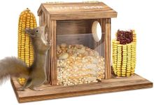 Wood Squirrel Feeder, Durable Squirrel Corn Cob Feeder with Solid Structure, Squirrel Feeders for Outside, Funny Squirrel Feeder for Corn, Peanuts