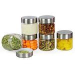 PEARLPET Plus Range Plastic Storage Containers For Kitchen Airtight | Steel Cap Jar Set Of 6 Food Grade Boxes For Storing | Bpa - Free, Stackable | 200 Ml, Clear