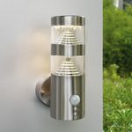 NBHANYUAN Lighting LED Outdoor Wall Light with PIR Sensor,SUS304 Sainless Steel Outside Wall Lamp for Garden,Enterway Wall Lights Fixture Mains Powered 220-240V 9W IP44 1000LM