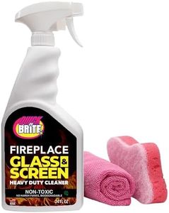 Quick N Brite Fireplace Glass Cleaner 24oz, with Sponge and Microfiber Towel