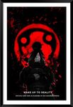 Canvas pe Wake up to Reality motivational Quotes with Madara Uchiha poster with frame laminated coated Artwork for gaming room office home large size wall hanging frame (13x16 Inch)