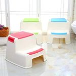 Abhsant 2 Step Stool for Kids - Toddler Stool for Toilet Potty Training | Slip Resistant Soft Grip for Safety as Bathroom Potty Stool and Kitchen Step Stool | Dual Height & Wide Two Step