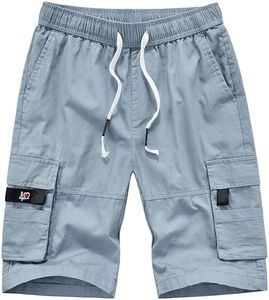 Vcansion Women's Cotton Casual Relaxed Fit Multi-Pockets Plus Size Cargo Shorts Light Blue US 26
