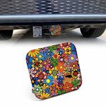 Beabes Flowers Tow Trailer Hitch Cover Plug Insert, Abstract Floral Blossom Rose Daisy Peony Receiver Hitch Cover Tow Hitch Covers Compatible with Most Auto Cars Trucks for 2 Inch Receivers